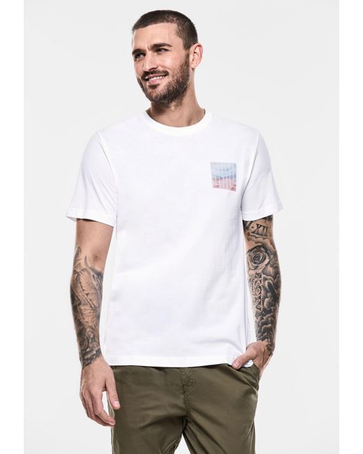 Street One Men T-Shirt aus reiner Baumwolle in White für Herren