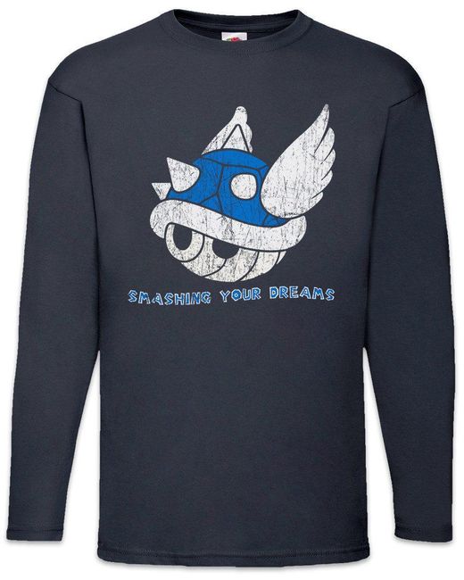 Urban Backwoods Langarmshirt Smashing Your Dreams Langarm T-Shirt Super Gamer Games Geek Mario Fun in Blue für Herren