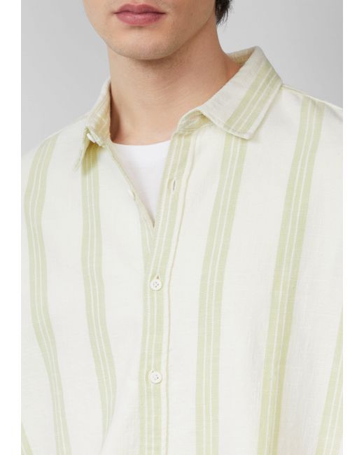 QS Langarmhemd Regular Fit: Streifenhemd mit Strukturoptik in White für Herren
