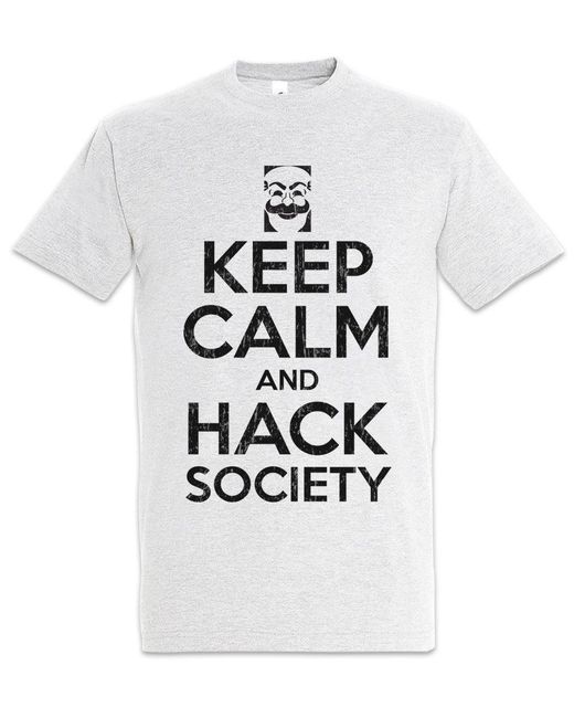 Urban Backwoods Print- Keep Calm And Hack Society T-Shirt Hacker Life IT Informatik in Gray für Herren