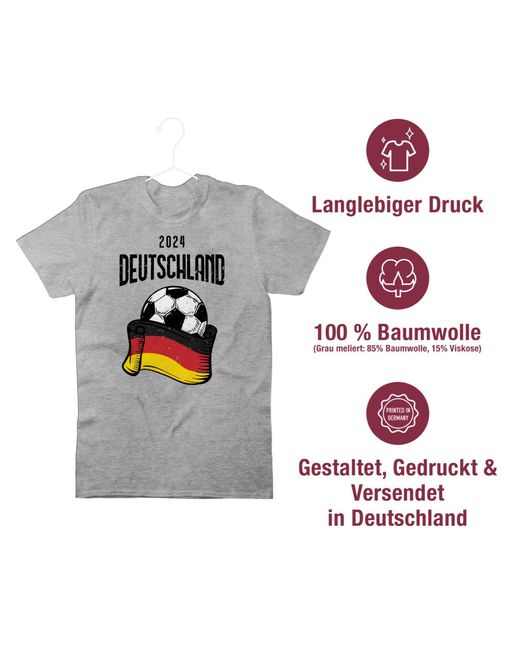 Shirtracer T-Shirt Germany Deutschland 2024 Fussball EM Fanartikel in Gray für Herren