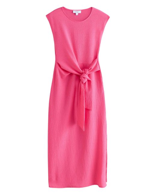 Next Pink Strandkleid Strukturiertes Kleid zum Binden, Kurzgröße (1-tlg)