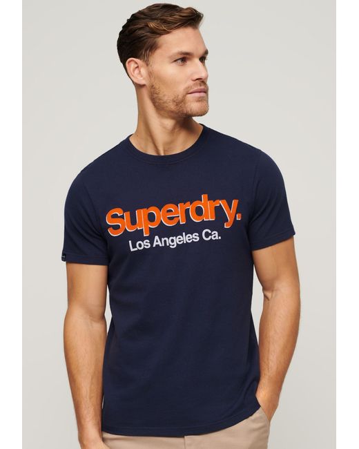 Superdry Print-Shirt SD-CORE LOGO CLASSIC WASHED TEE in Blue für Herren