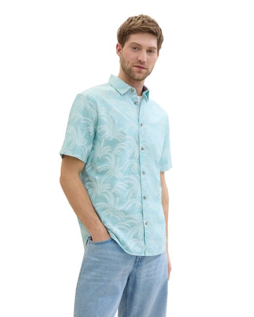 Tom Tailor Kurzarmhemd mit Print in Blue für Herren