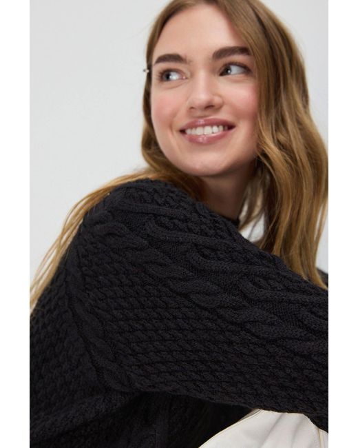 No Matter What Black Strickpullover Gestrickter Fahrradkragenpullover