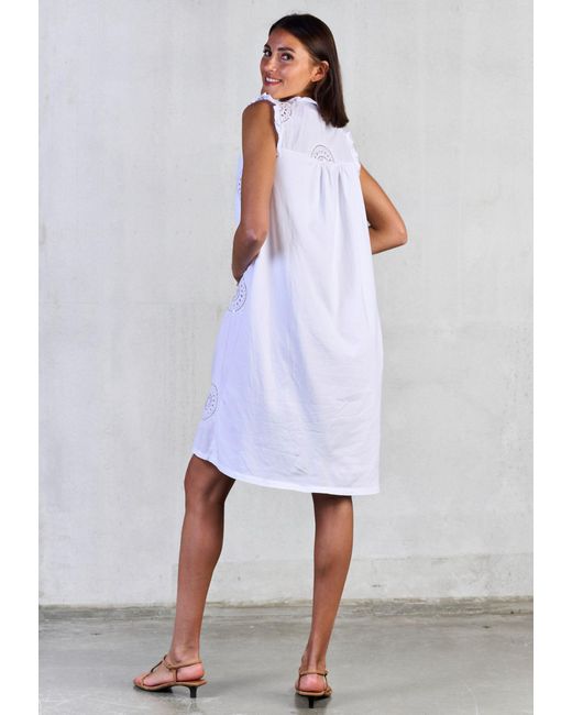 Andijamo-Fashion White Blusenkleid SUNDROP Ärmelloses Sommerkleid in luftiger A-Linie