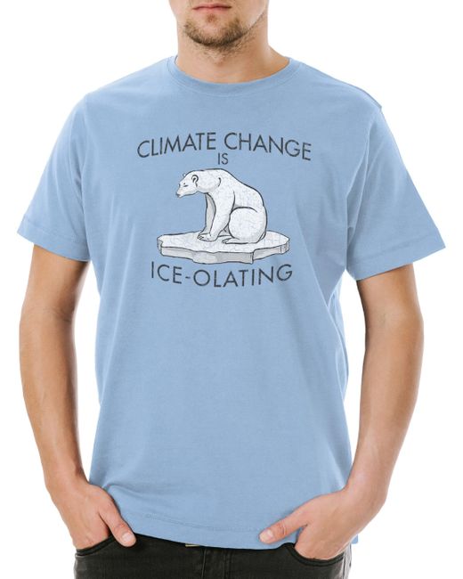 Urban Backwoods Print- Climate Change Is Ice- T-Shirt Umweltschutz Save The World in Blue für Herren