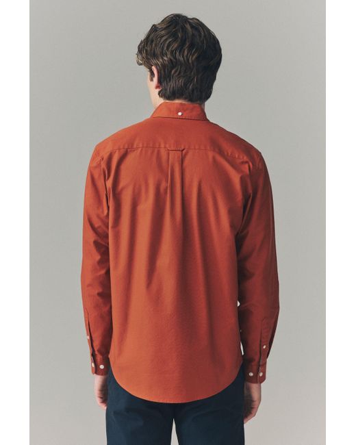 Next Langarmhemd Langärmeliges Oxfordhemd (1-tlg) in Orange für Herren