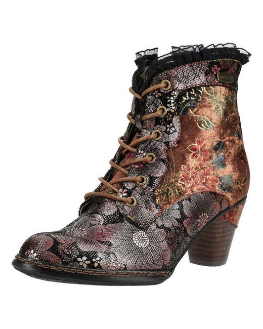 LAURA VITA Brown Pumps Leder/Textil Schnürstiefelette