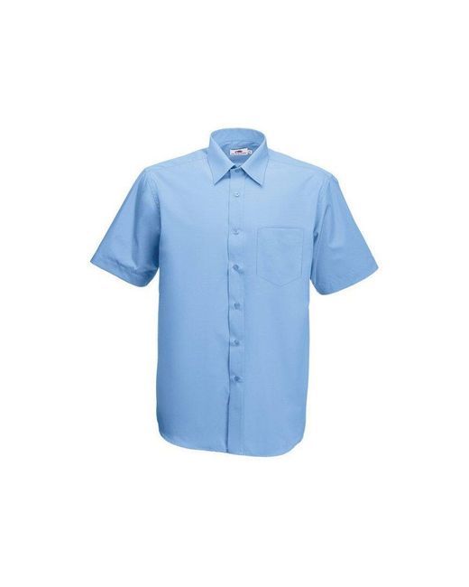 Fruit Of The Loom Kurzarmhemd Business Kurzarm Hemd in Blue für Herren
