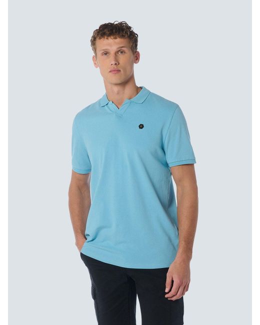 No Excess T-Shirt Polo Stretch Solid in Blue für Herren