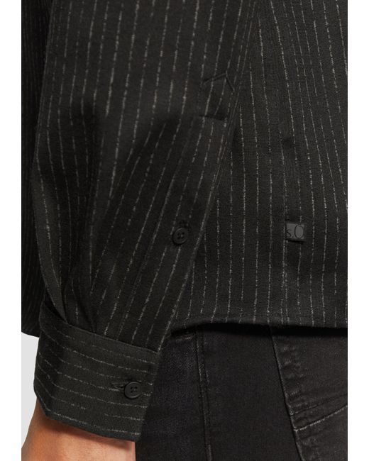 S.oliver Langarmhemd Regular Fit: Nadelstreifenhemd mit elegantem Glanz Artwork in Black für Herren