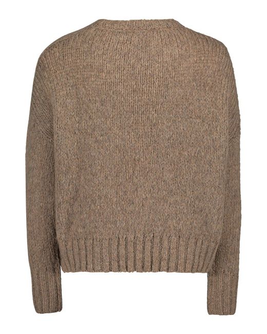 Cartoon Brown Strickpullover Basic-Pullover mit Rundhalsausschnitt (1-tlg) Rippbündchen