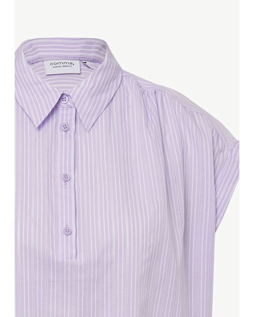 comma casual identity Purple Blusentop Ärmellose Hemdbluse im Loose Fit mit Struktur-Streifen