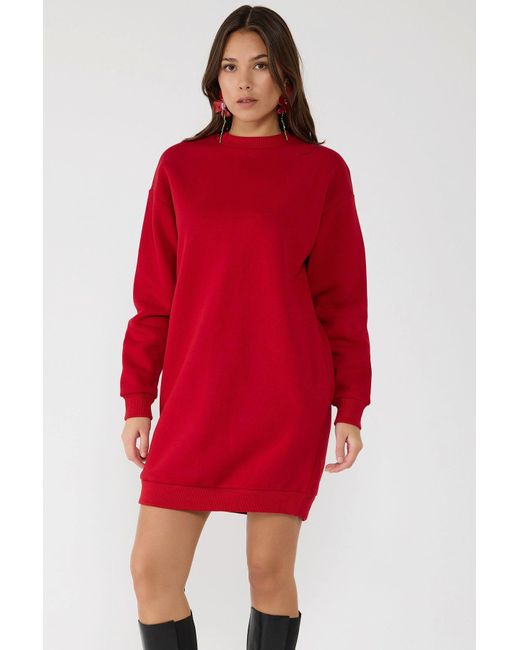 No Matter What Red Minikleid Baumwoll-Sweatshirt-Kleid Tunika