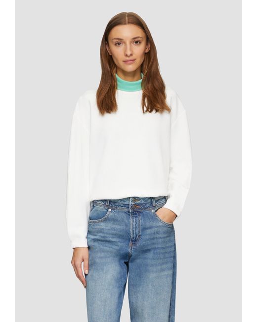 S.oliver White Scuba-Sweatshirt aus Modalmix mit Faltendetail