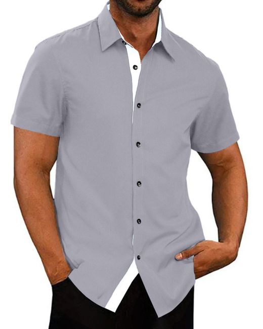 JMIERR Businesshemd Hemd Freizeithemd Business Formales Sommerhemd in Gray für Herren