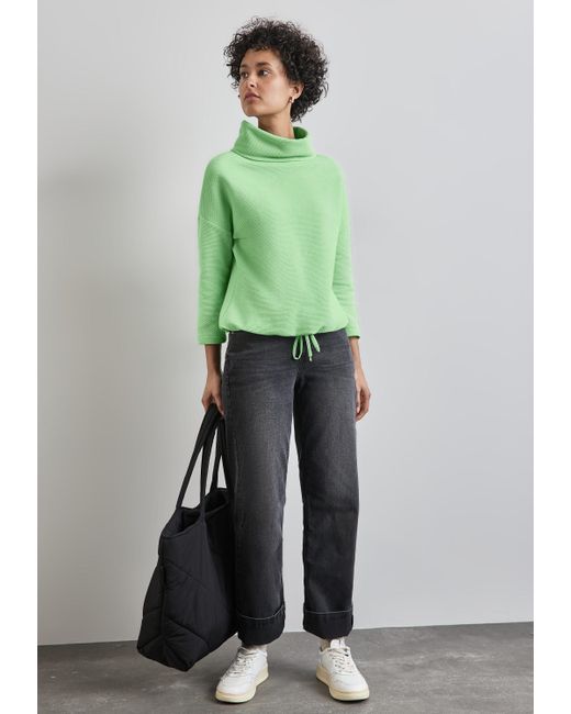 Street One Green Langarmshirt mit Tunnelzug am Saum
