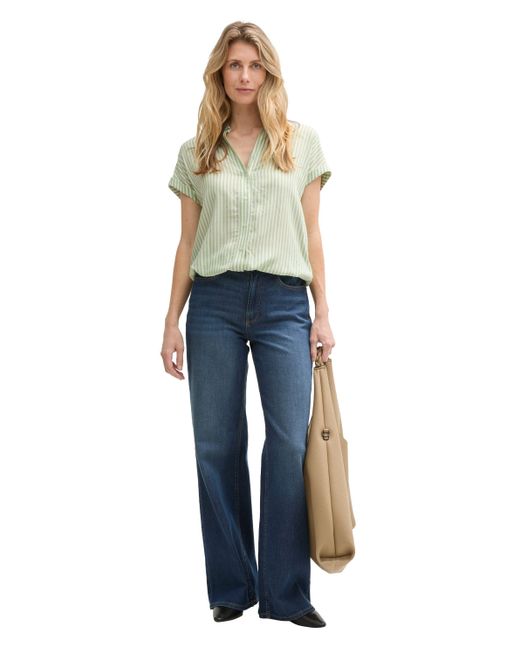 Tom Tailor Green Kurzarmbluse mit Streifen Muster
