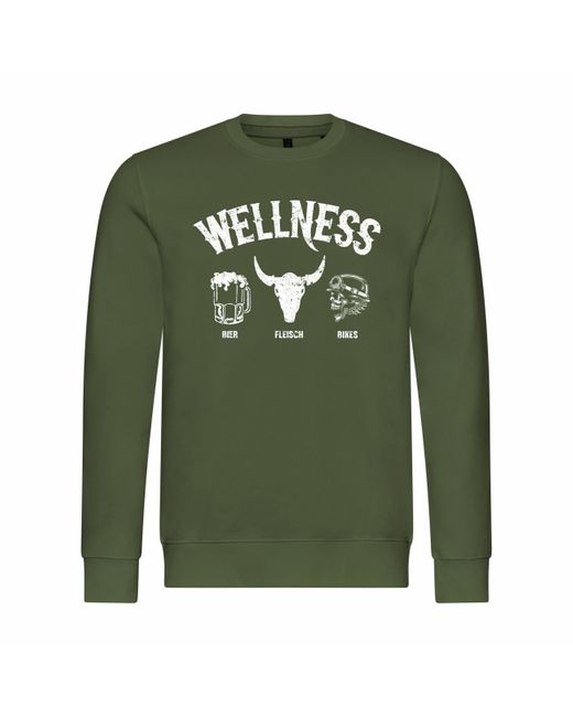 deinshirt Rundhalspullover Pullover Wellness für Biker Mit Print Motiv, Grafik in Green für Herren