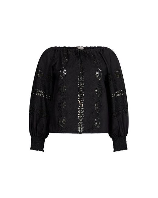 Liu Jo Black Carmenbluse – Elegante Langarmbluse mit Stickerei