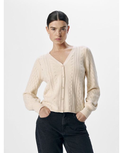 Object Natural Strickjacke OBJInge (1-tlg) Drapiert/gerafft