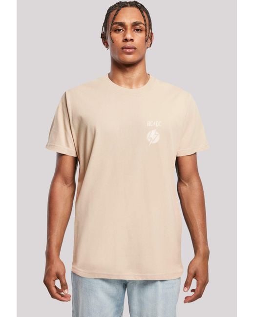 F4NT4STIC Shirt ACDC Lightning Bolt Premium Qualität in Natural für Herren