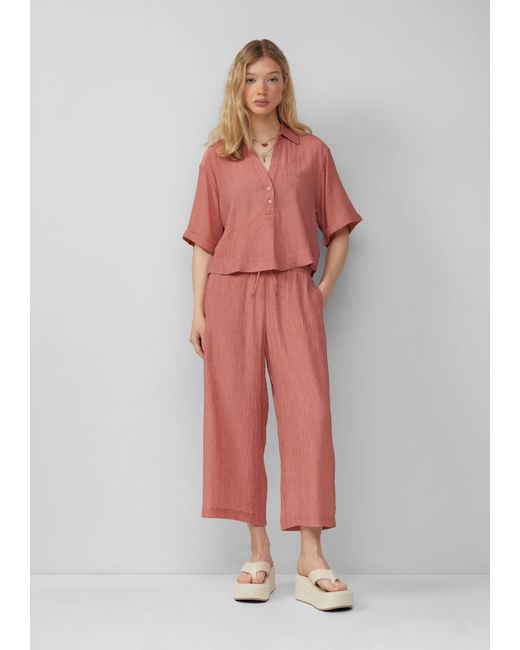 QS Pink Kurzarmbluse Strukturierte Bluse aus Viskosemix Waschung
