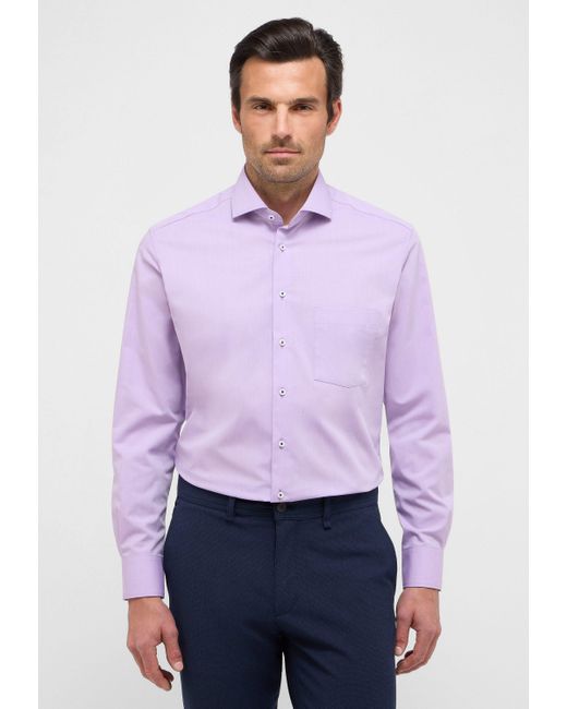 Eterna Langarmhemd MODERN FIT NON IRON (bügelfrei) in Purple für Herren