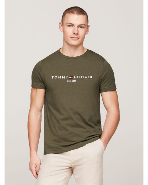 Tommy Hilfiger Hilfiger T-Shirt TOMMY LOGO TEE aus reiner, nachhaltiger Baumwolle in Green für Herren