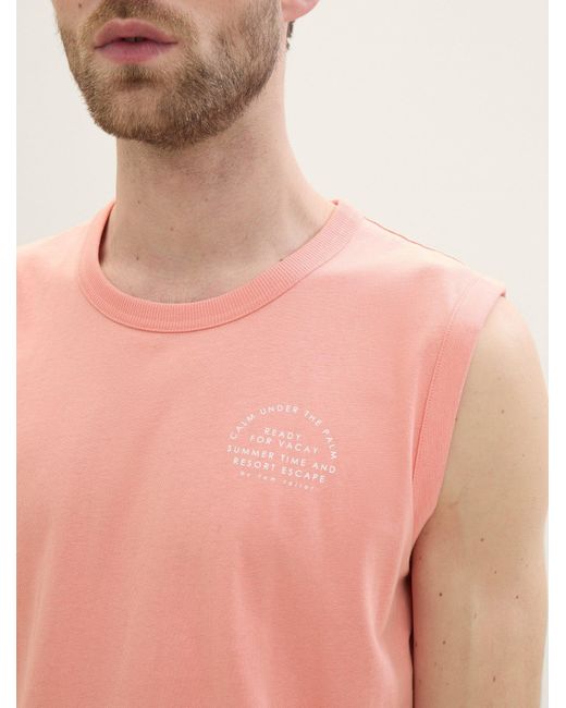 Tom Tailor T-Shirt Tanktop mit Bio-Baumwolle in Pink für Herren