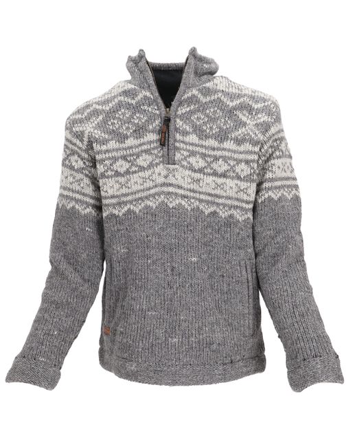 Guru-Shop Strickjacke , Troyer Wollpullover,.. in Gray für Herren
