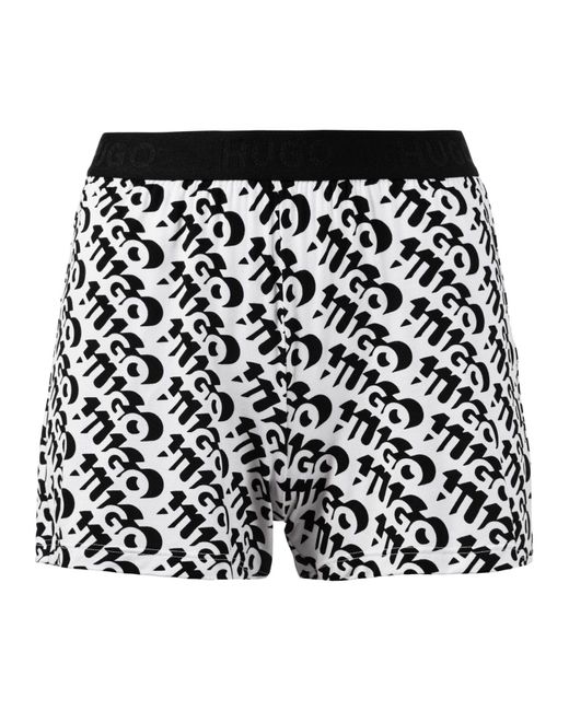 HUGO Black Pyjamashorts Unite Shorts Printed sichtbarem Bund mit Marken-Logos