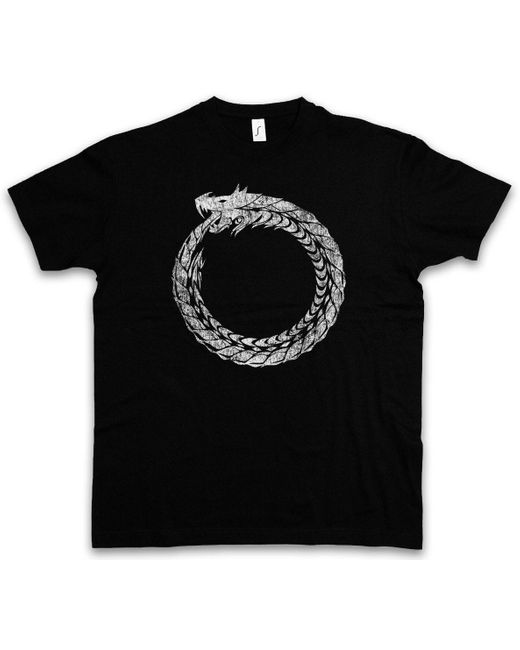 Urban Backwoods Print- Ouroboros T-Shirt Uroboros Schlange Ancient Myths Mythologie in Black für Herren