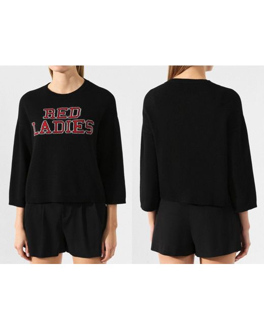 RED Valentino Black Strickpullover Red Ladies Insertia Cropped Wool Cashmere Jumper Pullover Pu