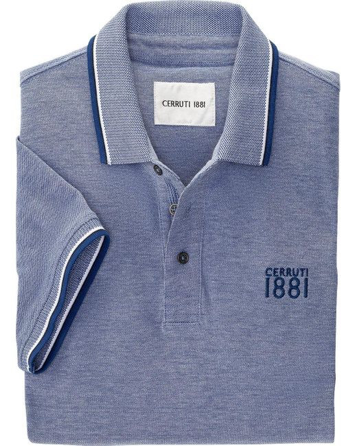 Cerruti 1881 Poloshirt aus hochwertigem Baumwoll-Piqué in Melé-Optik in Blue für Herren