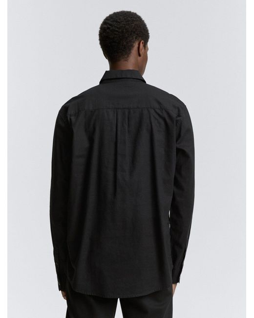 Tom Tailor Langarmhemd Relaxed Fit Hemd mit Leinenanteil in Black für Herren