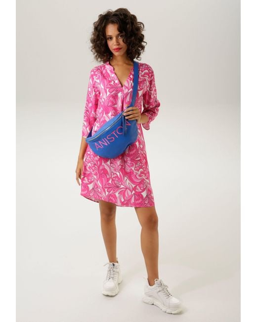 Aniston CASUAL Sommerkleid mit farbharmonischem, graphischem Druck in Pink  | Lyst DE