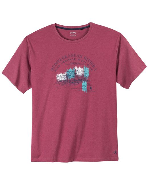 RAGMAN Rundhalsshirt T-Shirt XXL beere Frontprint modisch in Purple für Herren