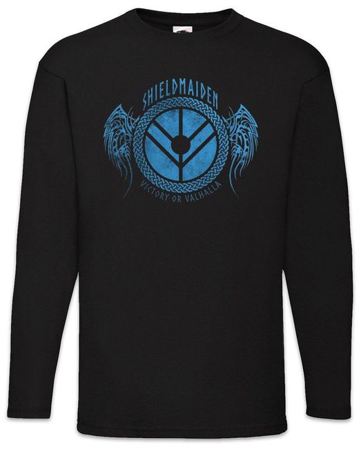 Urban Backwoods Langarmshirt Shieldmaiden I Langarm T-Shirt Schildmaid Walhalla Odin Thor Loki in Black für Herren
