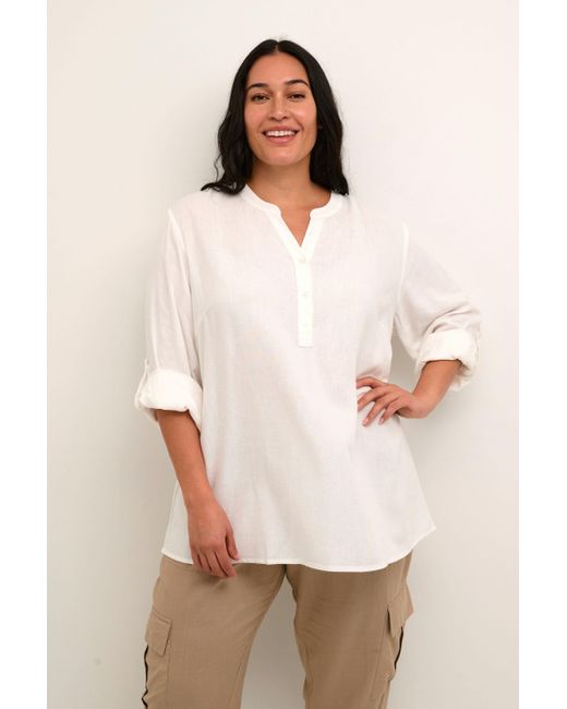 Kaffe White Langarmbluse Langarm-Bluse KCmille Große Größen