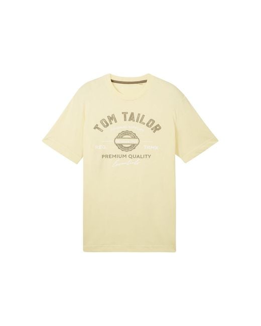 Tom Tailor T-Shirt mit Logo Print in Natural für Herren