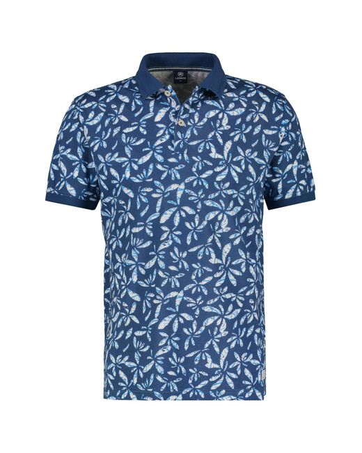Lerros Poloshirt mit floralem Alloverprint in Blue für Herren