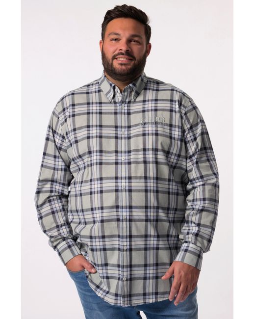Men Plus Plus Businesshemd Men+ Karohemd Langarm Buttondown-Kragen bis 8 XL in Gray für Herren
