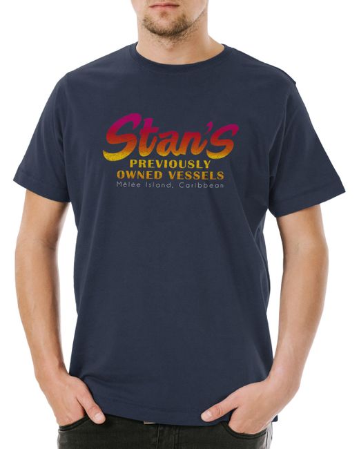 Urban Backwoods Print- Stan's T-Shirt The Game Secret Carribean Of Monkey Nerd Island in Blue für Herren
