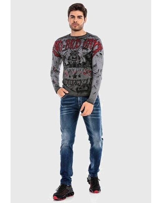 Cipo & Baxx T-Shirt Sweatshirts mit coolem Print in Gray für Herren