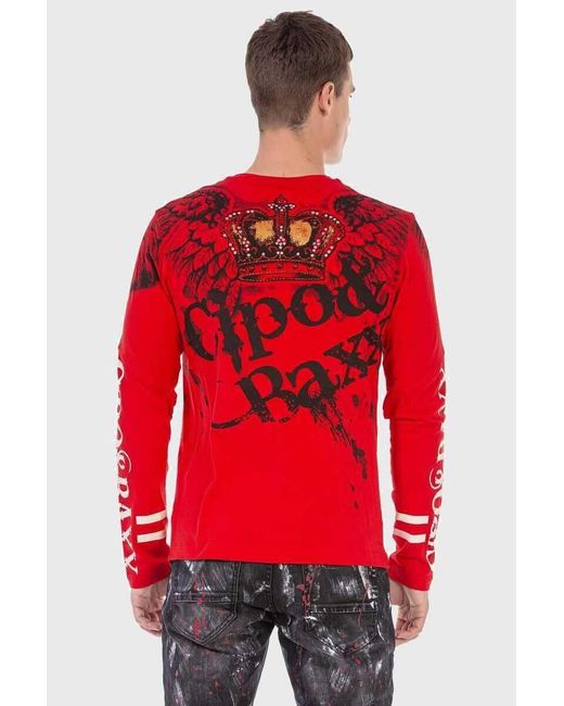 Cipo & Baxx T-Shirt Sweatshirts mit coolem Print in Red für Herren