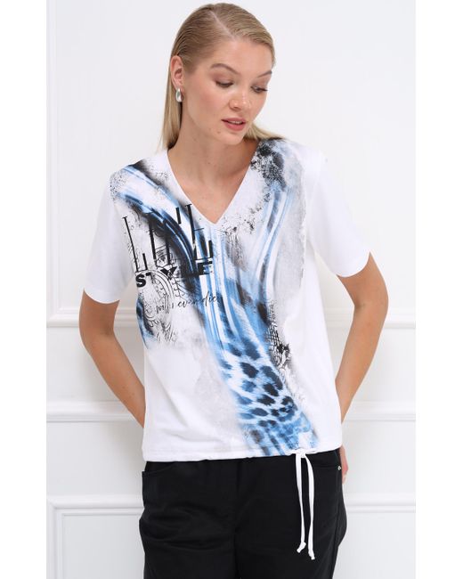 Passioni White T-Shirt mit abstraktem Animal-Print