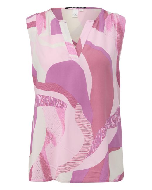 QS Pink Blusentop Bluse mit All-over-Print und Tunika-Ausschnitt