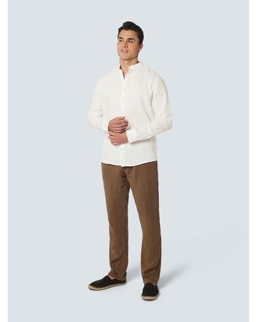 No Excess Freizeithemd - Leinenhemd - Hemd Granddad Leinen einfarbig in White für Herren